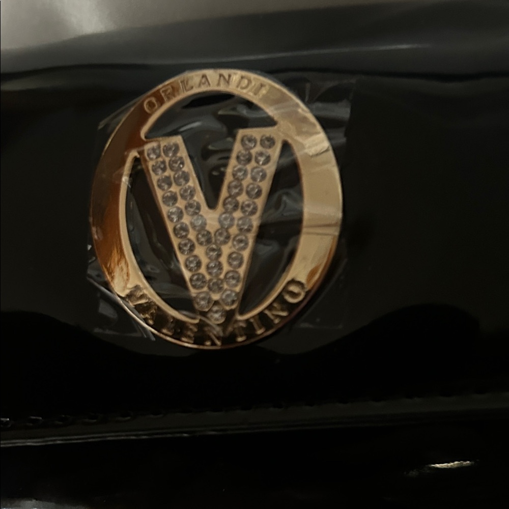 Valentino Orlandi Glossy Black Clutch or Crossbody NWT $210 Retail - Picture 2 of 11